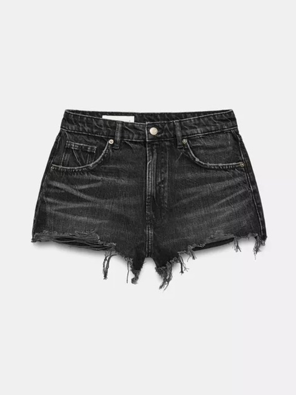 Zara High Waist Denim Short in Black